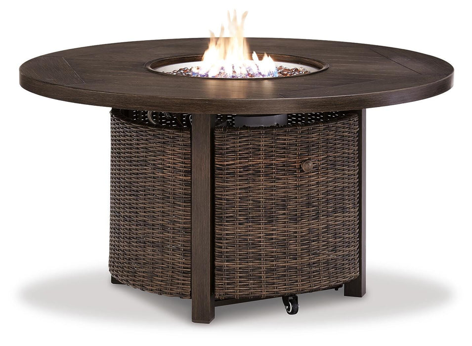 Paradise Trail Paradise Trail Fire Pit Table with 4 Nuvella Swivel Lounge Chairs - US Furniture & Mattress (Waterbury,CT)*