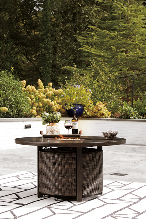 Paradise Trail Paradise Trail Fire Pit Table with 4 Nuvella Swivel Lounge Chairs - US Furniture & Mattress (Waterbury,CT)*