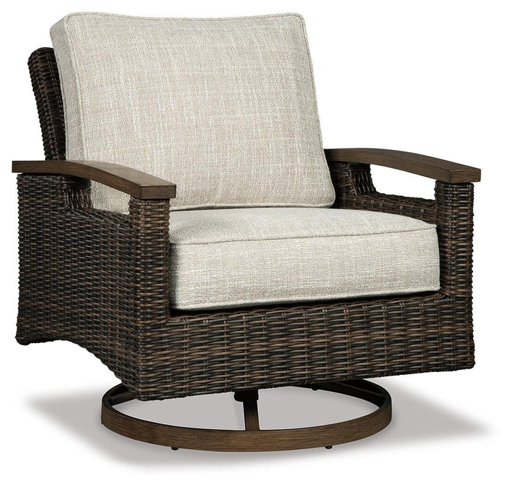 Paradise Trail Paradise Trail Fire Pit Table with 4 Nuvella Swivel Lounge Chairs - US Furniture & Mattress (Waterbury,CT)*