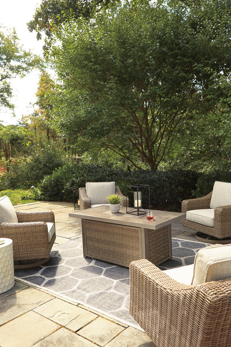 Beachcroft Beachcroft Fire Pit Table with Four Nuvella Swivel Lounge Chairs - US Furniture & Mattress (Waterbury,CT)*
