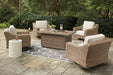 Beachcroft Beachcroft Fire Pit Table with Four Nuvella Swivel Lounge Chairs - US Furniture & Mattress (Waterbury,CT)*