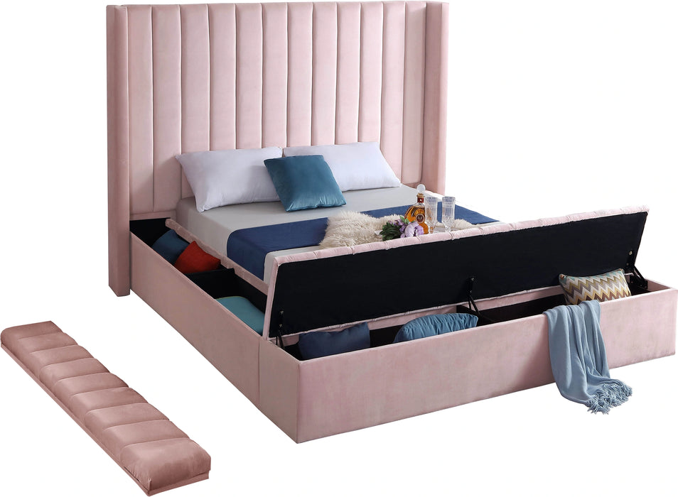 Kiki Pink Velvet Full Bed (3 Boxes)