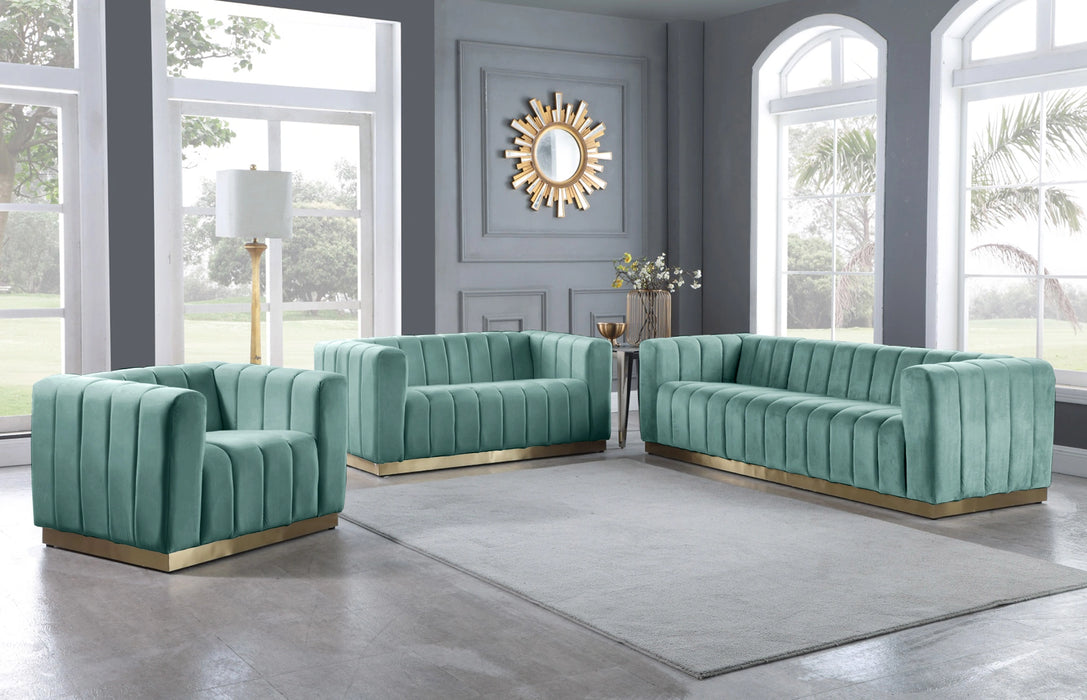 Marlon Mint Velvet Loveseat