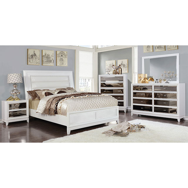 Golva E.King & Queen Bed White & Silver - US Furniture & Mattress (Waterbury,CT)*