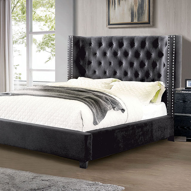 Cayla Cal.King, E.King, & Queen Bed Silver & Grey - US Furniture & Mattress (Waterbury,CT)*