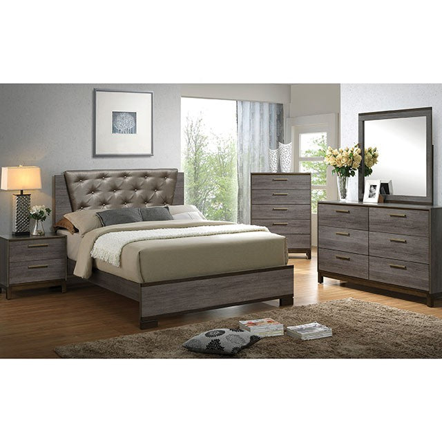 MANVEL Two-Tone Antique Gray Queen Bed