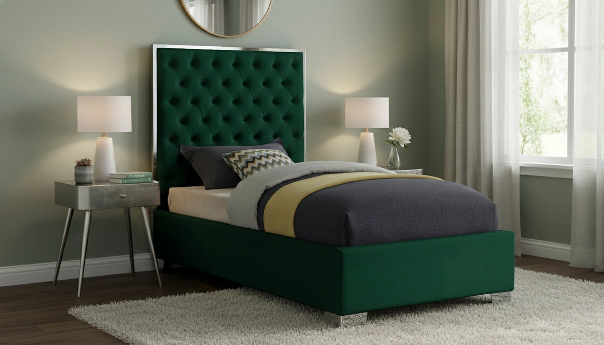 Lexi Green Velvet Twin Bed