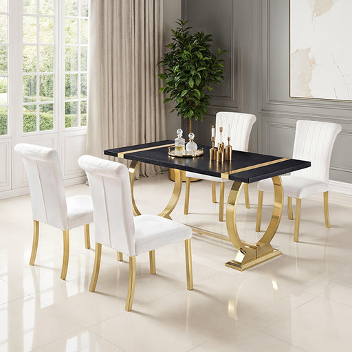 Horley 60" Dining Table, Gold Frame - US Furniture & Mattress (Waterbury,CT)*