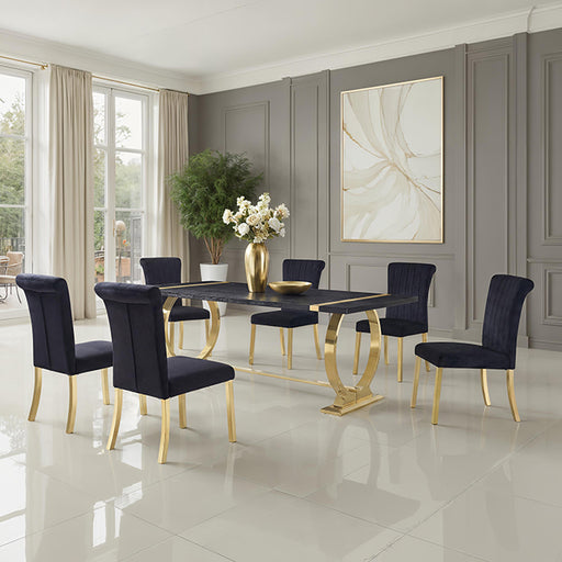Horley 80" Dining Table, Gold Frame - US Furniture & Mattress (Waterbury,CT)*