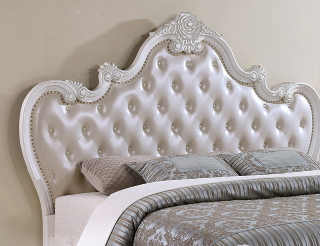 Ventresca E.King & Queen Bed White & Chrome - US Furniture & Mattress (Waterbury,CT)*