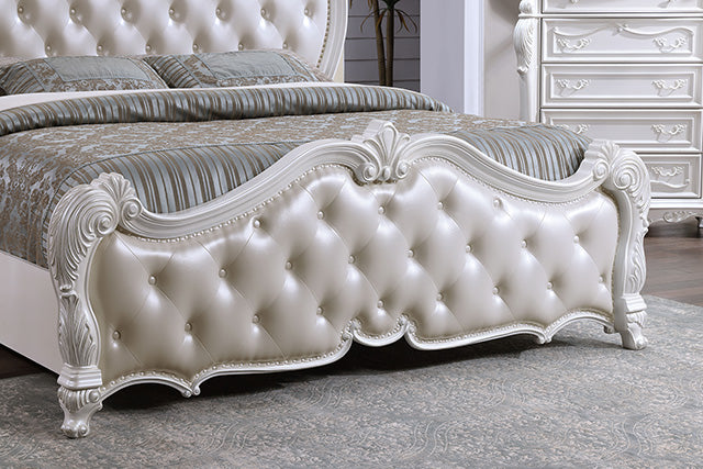 Ventresca E.King & Queen Bed White & Chrome - US Furniture & Mattress (Waterbury,CT)*