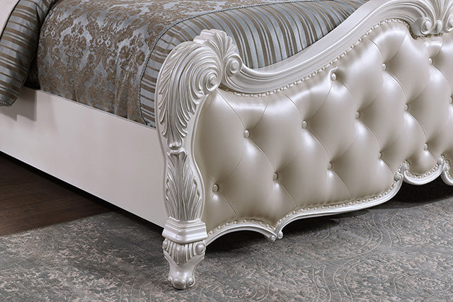 Ventresca E.King & Queen Bed White & Chrome - US Furniture & Mattress (Waterbury,CT)*