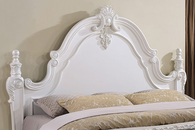 Francione E.King & Queen Bed White & Chrome - US Furniture & Mattress (Waterbury,CT)*