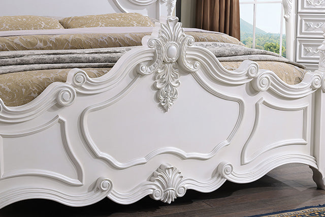 Francione E.King & Queen Bed White & Chrome - US Furniture & Mattress (Waterbury,CT)*