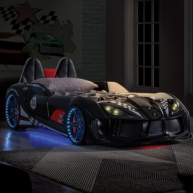 Trackster Bed White, Red,, Black, & Blue